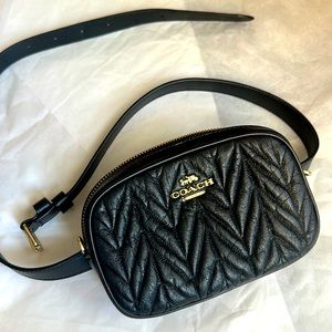 Coach Black Leather Quilted Belt bag